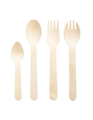 Cuillères-fourchettes en bois emballées individuellement Fiesta Compostable (lot de 500)