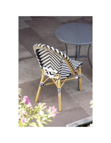 Chaises style parisien en rotin PE Bolero noires (lot de 2)
