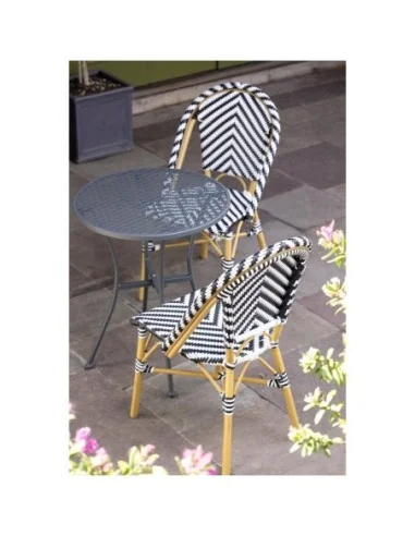 Chaises style parisien en rotin PE Bolero noires (lot de 2)
