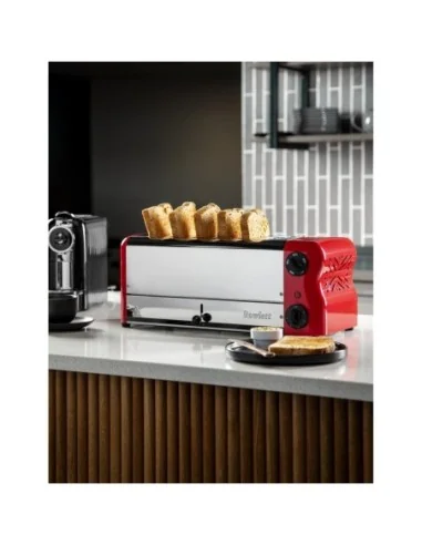 Grille-pain 6 fentes avec grille sandwich et résistance supplémentaire Rowlett Esprit rouge