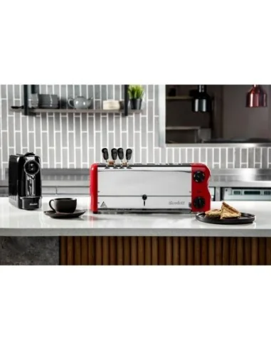 Grille-pain 6 fentes avec grille sandwich et résistance supplémentaire Rowlett Esprit rouge