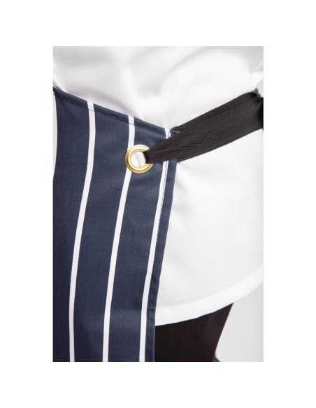 Tablier bavette avec poche Whites rayé marine et blanc