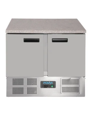 Table réfrigérée positive plan de travail en marbre Polar Série G 2 portes 240L