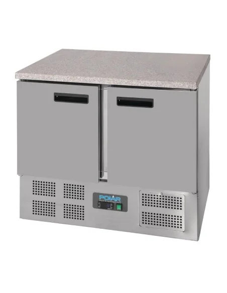 Table réfrigérée positive plan de travail en marbre Polar Série G 2 portes 240L