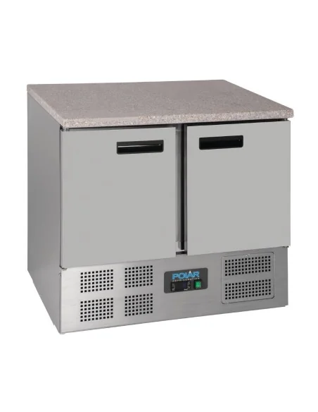 Table réfrigérée positive plan de travail en marbre Polar Série G 2 portes 240L