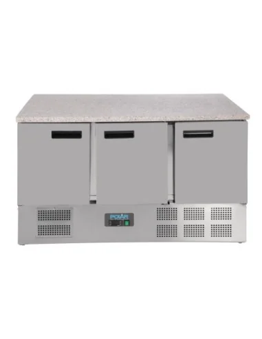 Table réfrigérée positive plan de travail en marbre Polar Série G 3 portes 368L