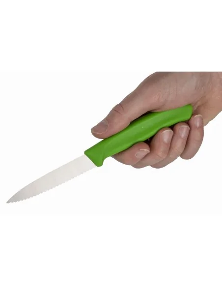 Couteau d'office lame dentée bout pointu Victorinox vert 80mm