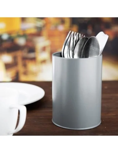 Récipient à couverts galvanisé gris Olympia