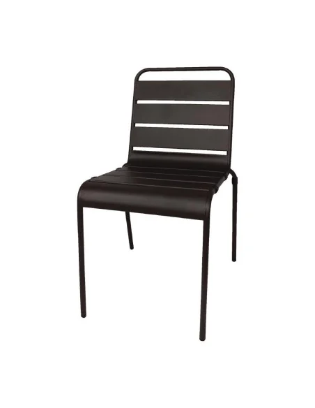Chaise à lattes en acier Bolero noire lot de 4