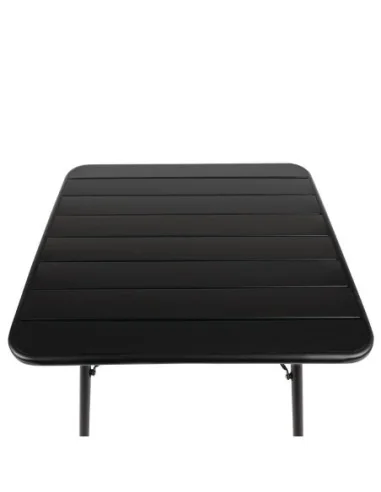 Table à lattes carrée en acier Bolero 700mm noire