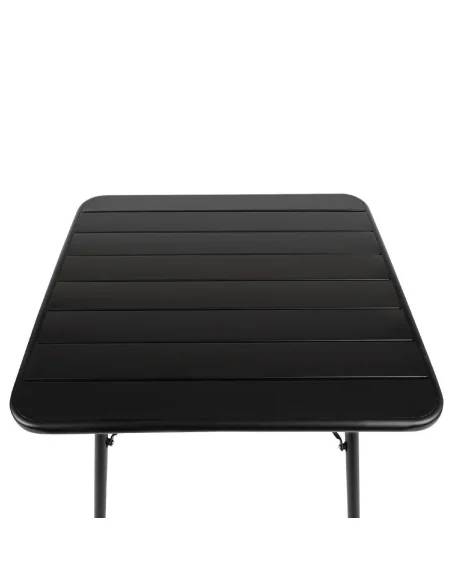 Table à lattes carrée en acier Bolero 700mm noire