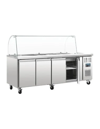 Comptoir de préparation réfrigéré GN avec pare-haleine Polar Série U 4 portes