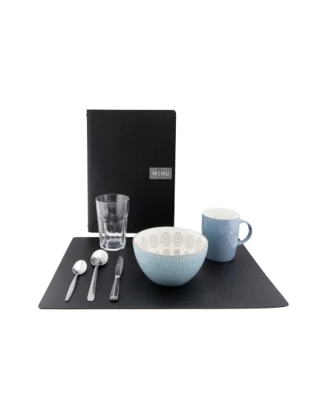 Set de table en cuir recyclé brut Securit Leather noir