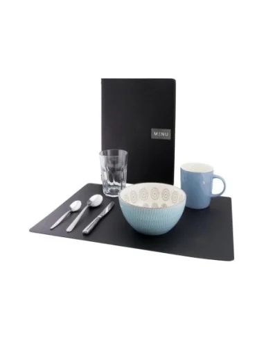 Set de table en cuir recyclé brut Securit Leather noir