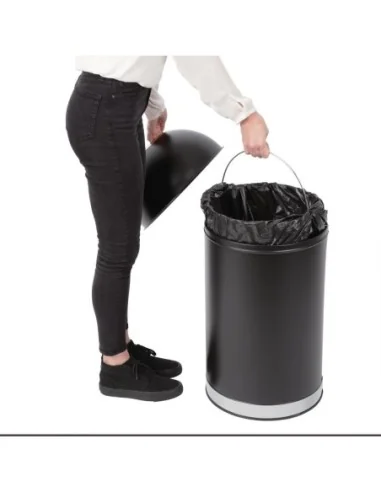 Poubelle dôme ouverte en acier Bolero noire 40L