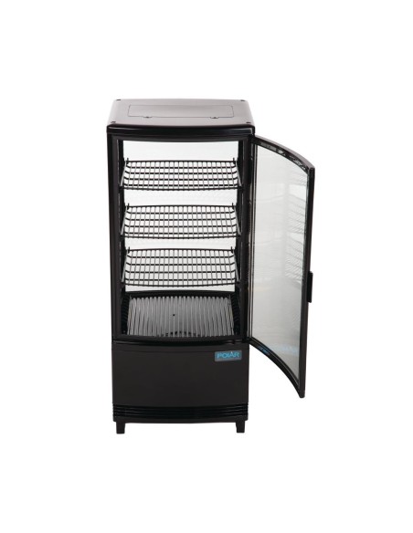 Vitrine réfrigérée porte incurvée économe en énergie Polar série C noire 86L