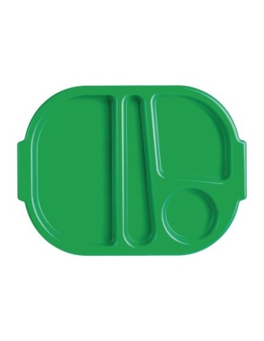 Petits plateaux repas à compartiments en polypropylène Olympia Kristallon verts 321mm (Box 10)
