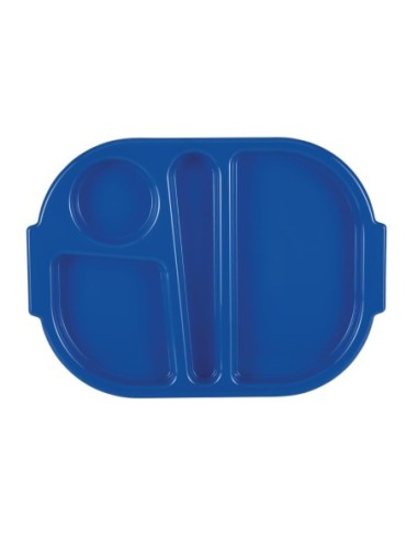 Petits plateaux repas à compartiments en polypropylène Olympia Kristallon bleus 321mm (Box 10)