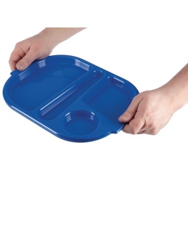 Petits plateaux repas à compartiments en polypropylène Olympia Kristallon bleus 321mm (Box 10)