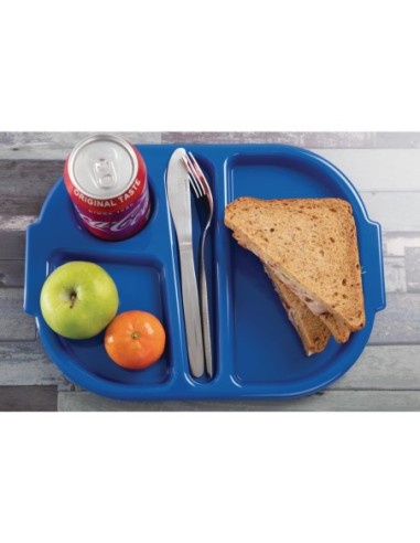 Petits plateaux repas à compartiments en polypropylène Olympia Kristallon bleus 321mm (Box 10)