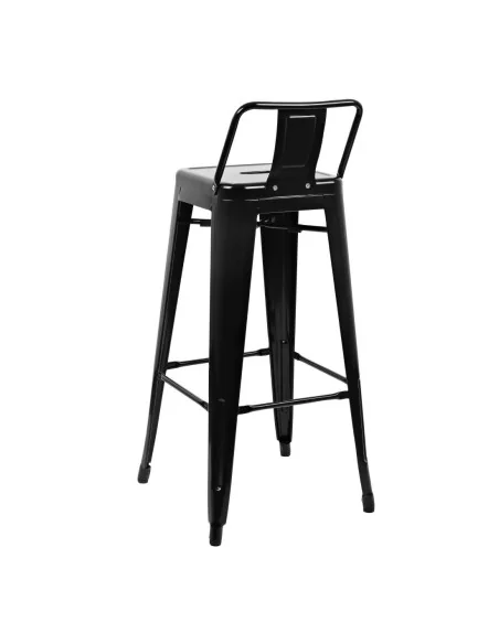Tabourets hauts en acier noir avec dossier Bolero Bistro (lot de 4)