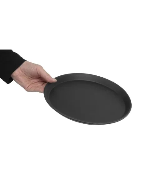 Plateau de service rond fibre de verre antidérapant Camtread Cambro noir 28 cm