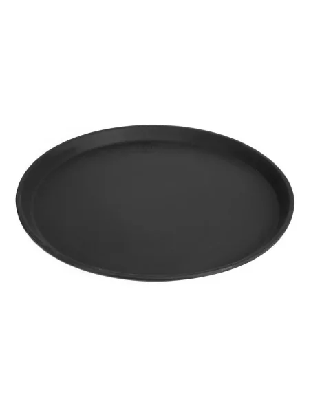 Plateau de service rond fibre de verre antidérapant Camtread Cambro noir 35,5 cm