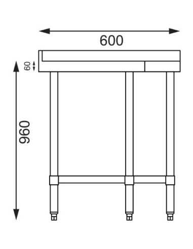 Table d'angle inox Vogue 600mm