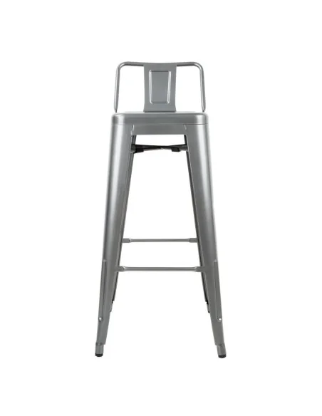 Tabourets hauts en acier gris métal avec dossier Bolero Bistro (lot de 4)