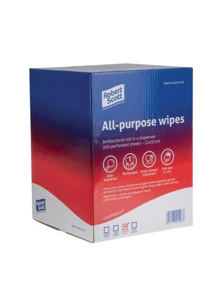 Chiffons tout usage antibactériens Jantex rouges (Lot de 200)