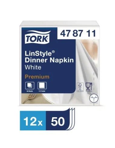 Serviettes blanches Linstyle Tork 400x400 (lot de 600)