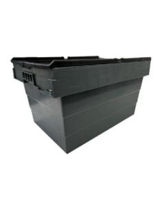 Caisse de transport/stockage en plastique Vogue avec couvercle attaché 600x400x320mm 2