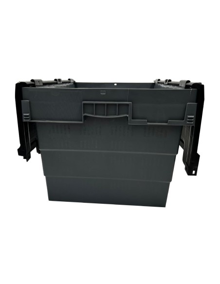 Caisse de transport/stockage en plastique Vogue avec couvercle attaché 600x400x320mm