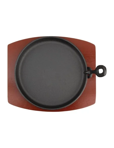 Plat de service en fonte rond avec support bois Olympia