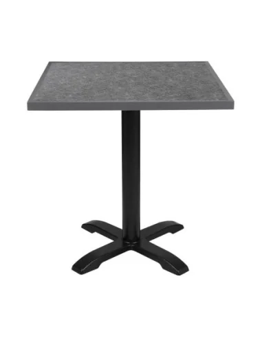 Plateau de table extérieur carré en verre trempé Bolero noir brossé bord gris 700 mm