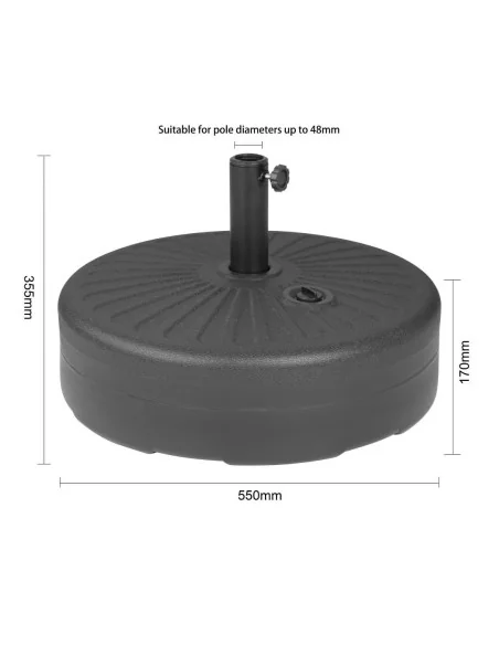 Pied de parasol en plastique noir Bolero 40L