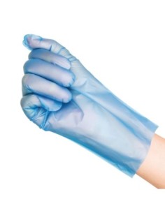 Gants alimentaires en TPE non poudrés bleus Nisbets Essentials M (lot de 200) 2