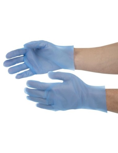 Gants alimentaires en TPE non poudrés bleus Nisbets Essentials M (lot de 200)