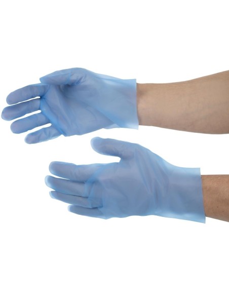 Gants alimentaires en TPE non poudrés bleus Nisbets Essentials M (lot de 200)