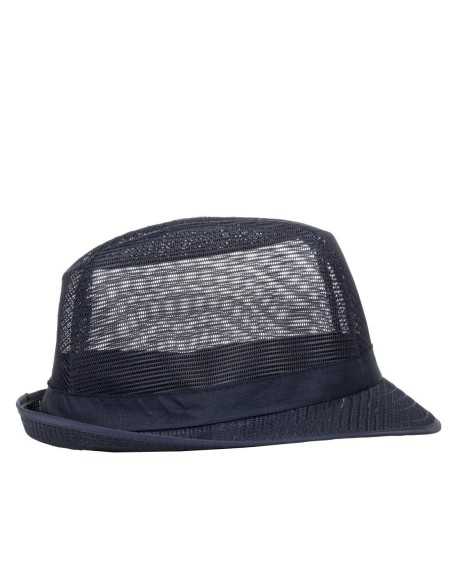 Chapeau Trilby bleu marine avec résille L