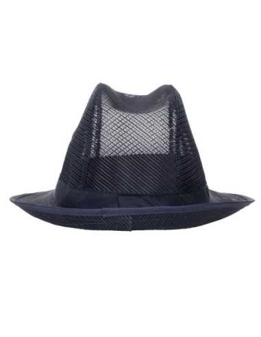 Chapeau Trilby bleu marine avec résille L