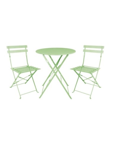 Table de terrasse carrée pliante en acier Bolero vert clair 595 mm