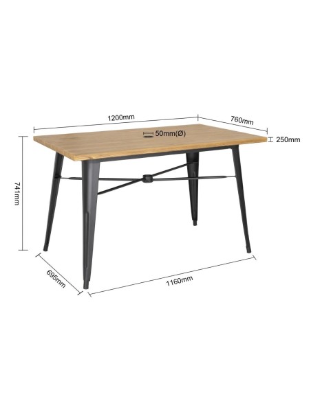 Table d'extérieur en aluminium et bois Bolero Complete 120x76 cm bois clair