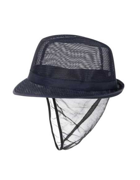Chapeau Trilby bleu marine avec résille M