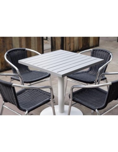 Plateau de table carré en aluminium Bolero gris clair 700 mm