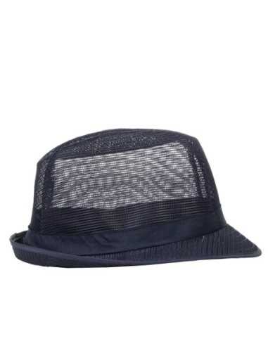 Chapeau Trilby bleu marine avec résille S