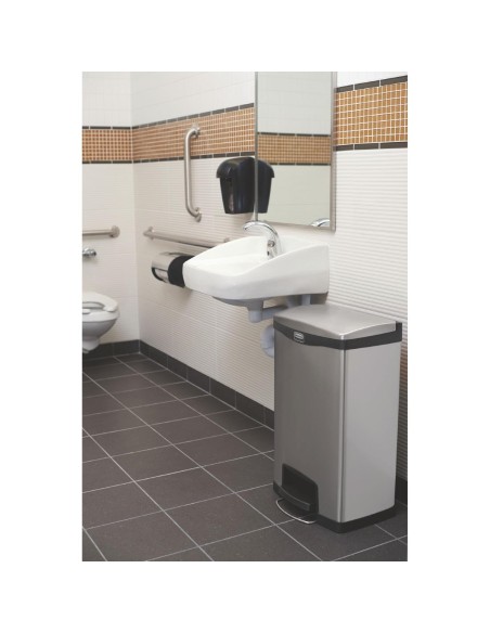 Poubelle à pédale frontale inox Rubbermaid Slim Jim 50L