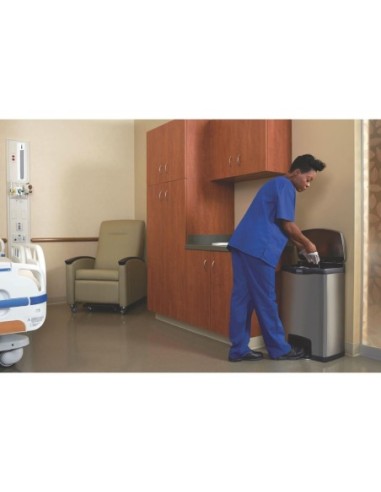 Poubelle à pédale frontale inox Rubbermaid Slim Jim 50L