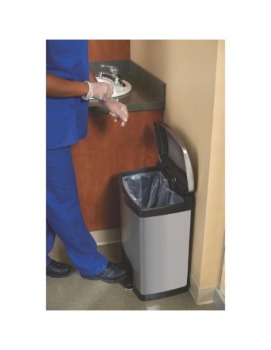 Poubelle à pédale frontale inox Rubbermaid Slim Jim 50L