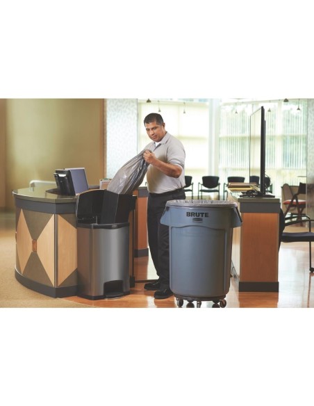 Poubelle à pédale frontale inox Rubbermaid Slim Jim 50L